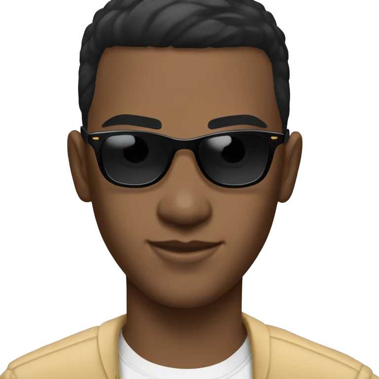cool boy with black buzz cut hair and cartier sunglasses emoji