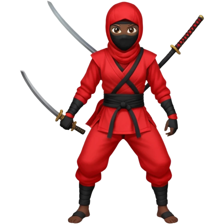 black skin ninja red clothes no weapon full body emoji