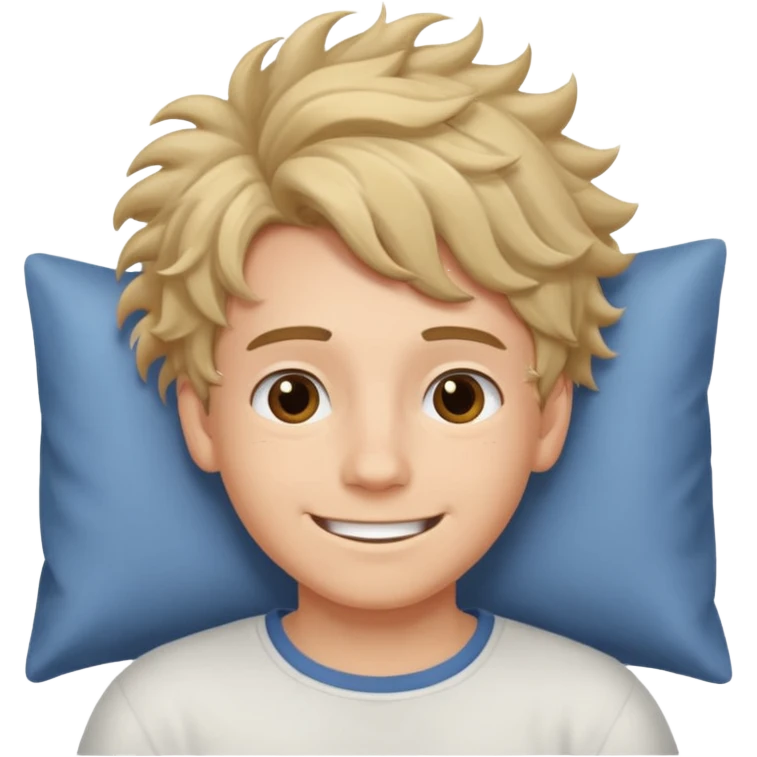 create emoji of a boywho is lying in the bed  in the morning and its time to wake up he should smile  emoji