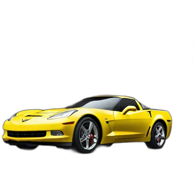 a yellow corvette parked near a tall building emoji