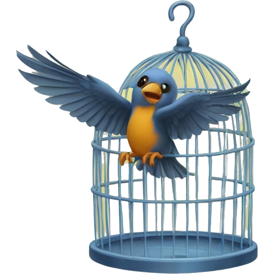  A Bird which is flying Away from it‘s Cage  emoji