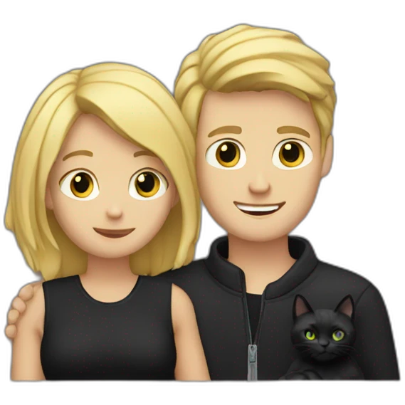 Blonde guy with black cat in arms emoji