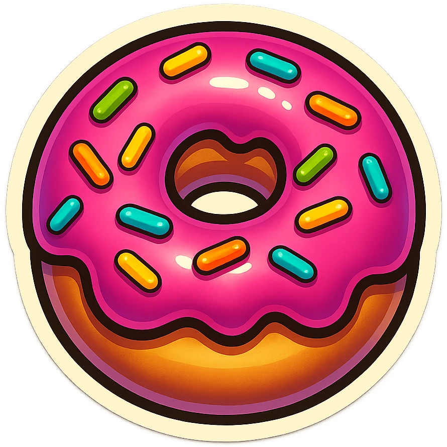 a donut in retro stickers style emoji