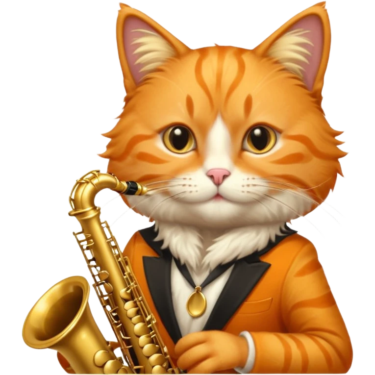 orange cat play gold saxophone emoji