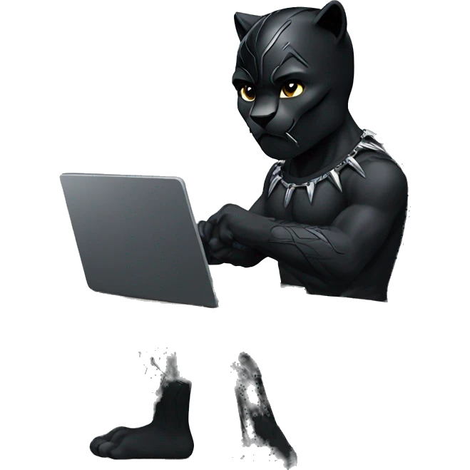 Black Panther  working on computer emoji
