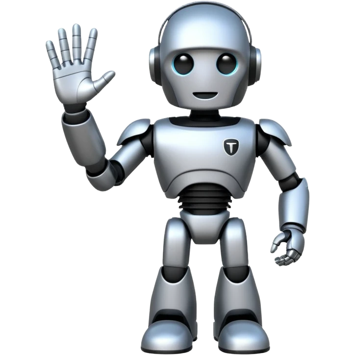 fullbody tesla bot, waving hand emoji