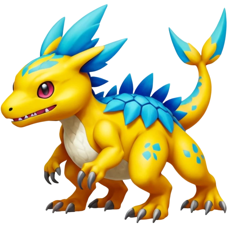 Colorful Vibrant Unique Pokémon-Digimon-Fakémon-hybrid-creature (full body) emoji