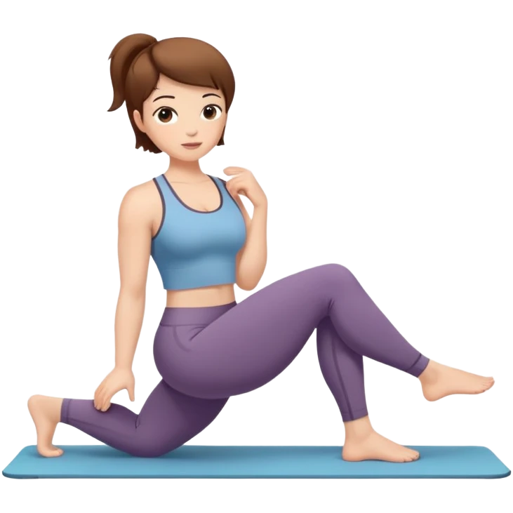 Pretty, sexy, mature, slightly curvy white Woman with short brown hair doing Pilates exercises  emoji