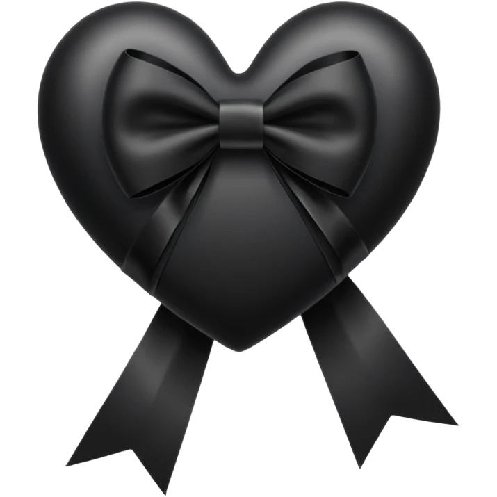 black heart with a black bow and trailing ribbons emoji
