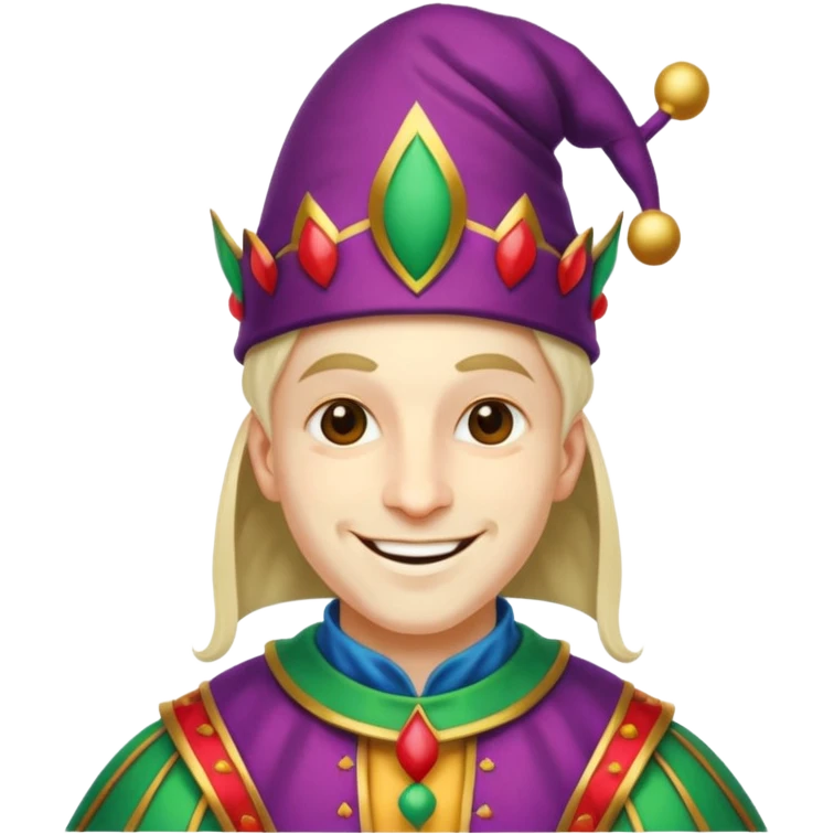 crazy colorful human jolly joker from poker, medieval, vintage, court jester emoji