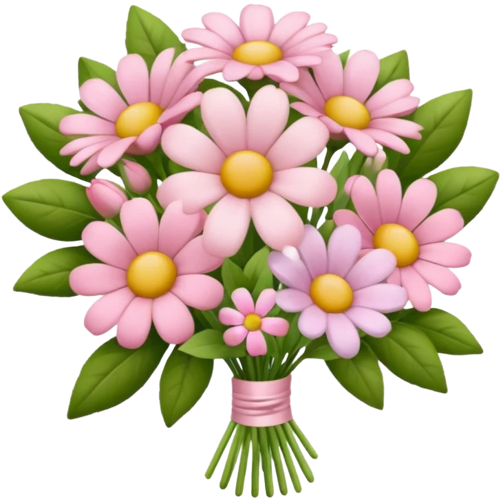 pastel pink bouquet of mixed flowers, iOS Apple emoji style emoji