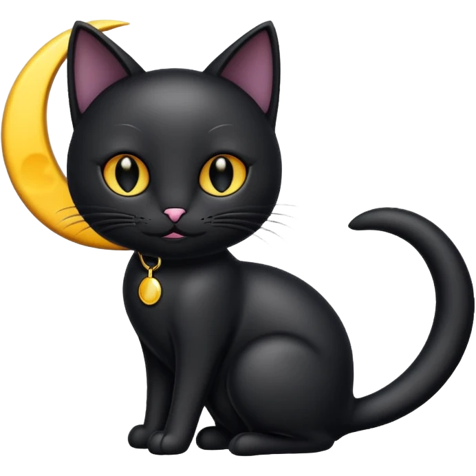 Черная кошка с луной emoji