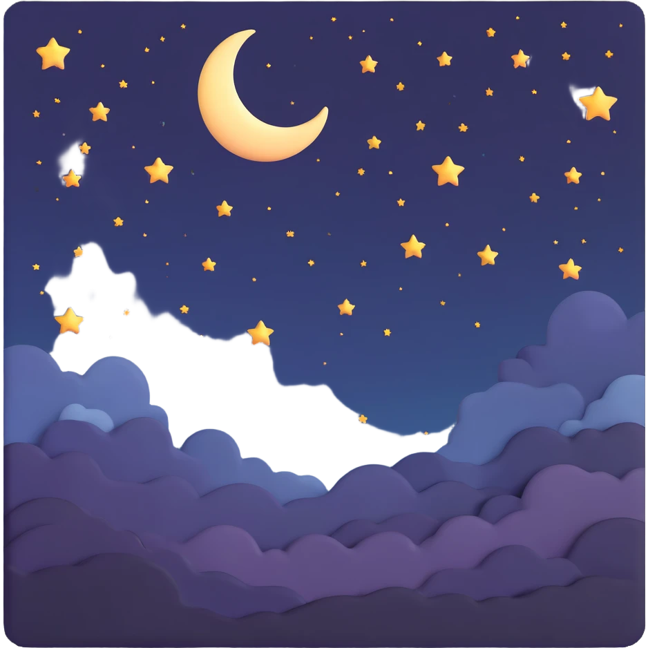 dark night sky with moon and stars emoji