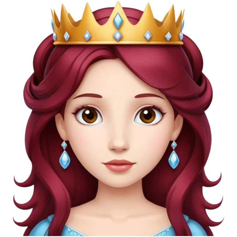 Beautiful long burgundy haired girl wearing a princess crown emoji