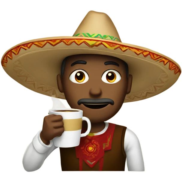 Man wearing a sombrero drinking coffee emoji