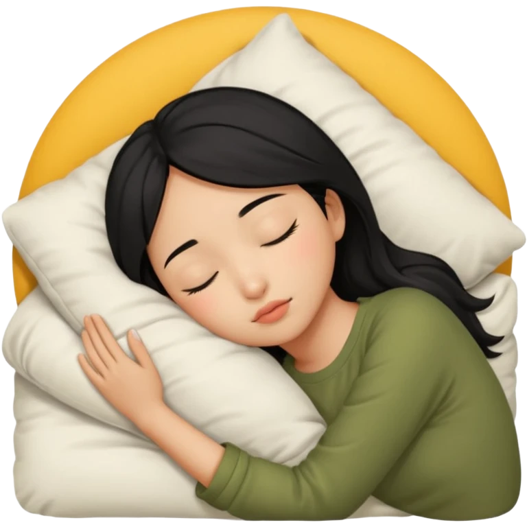 Black haired, olive-skinned Asian girl sleeping alone  emoji