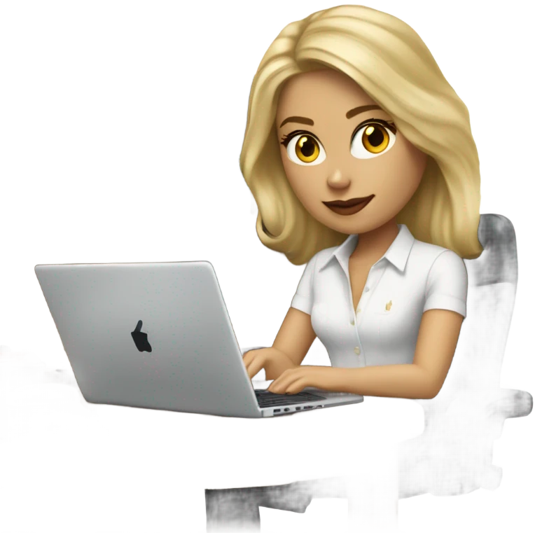 Blonde Ralph lauren women working at desk with lap top emoji