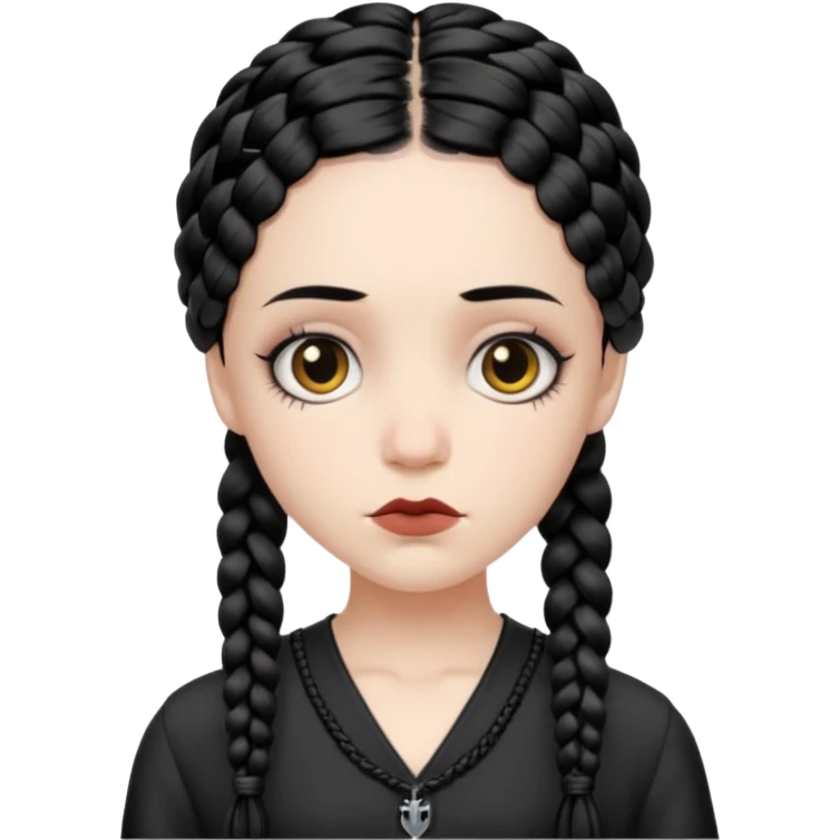 Wednesday with the two braids black emoji