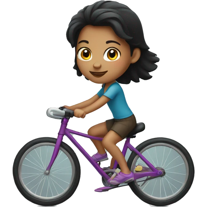 dark haired small girl riding bycicle emoji