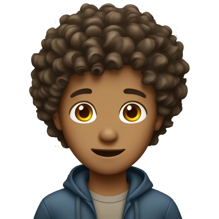 Boy with curly brown hair emoji