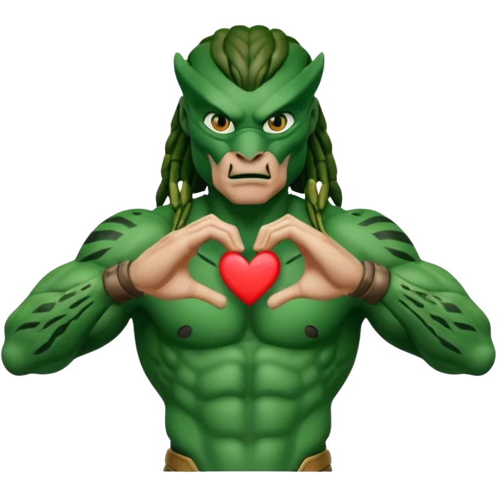 predator making heart sign with hands emoji