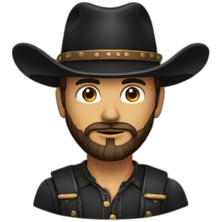 hombre con sombrero vaquero color negro y barba de candado emoji