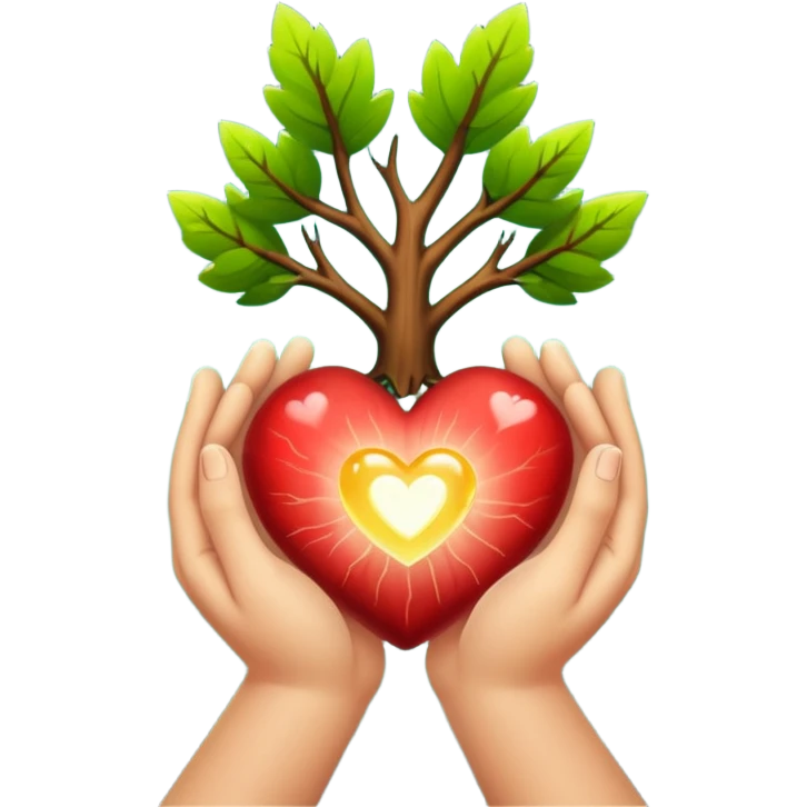 woodland spirit hands together glowing heart seed emoji
