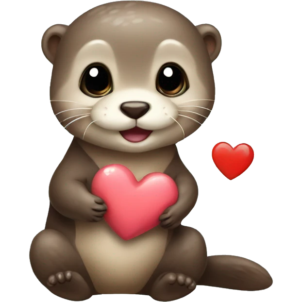 Baby otter with heart emoji