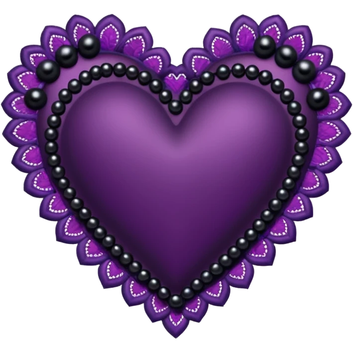 goth heart with purple lace and black pearls emoji
