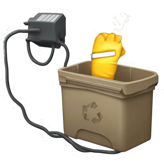 trash transforming to electrical power emoji