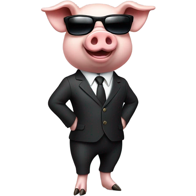 Pig secret agent on two legs emoji