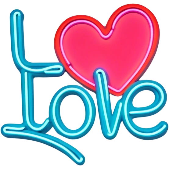  neon sign with the word love emoji