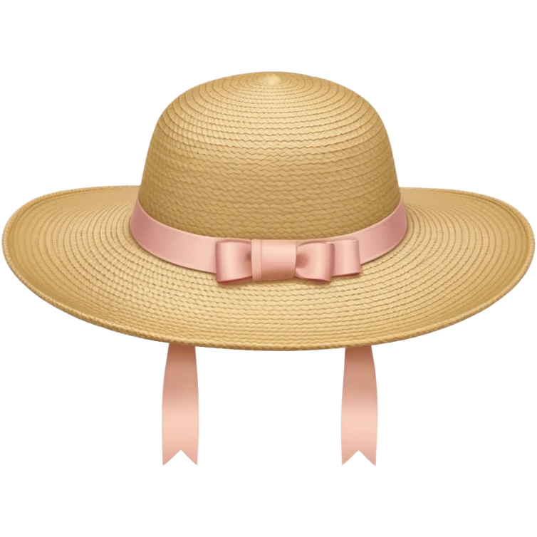A woven sun hat with a pastel ribbon emoji