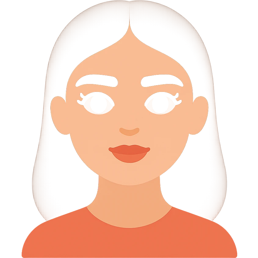 pretty girl with thick eyebrows, straight brown hair and brown eyes, curled eyelashes, color icon emoji