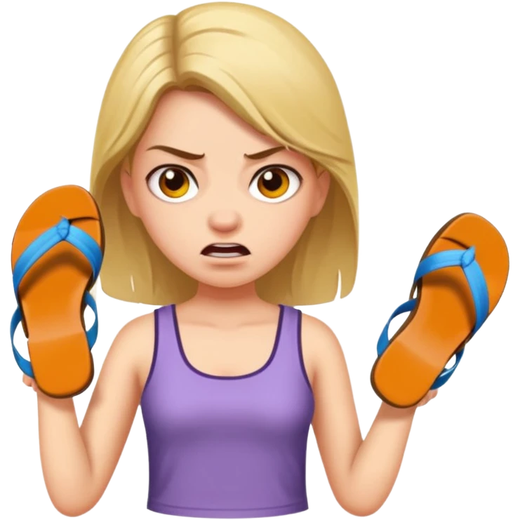 Una chica enojada con una chancla en la mano emoji