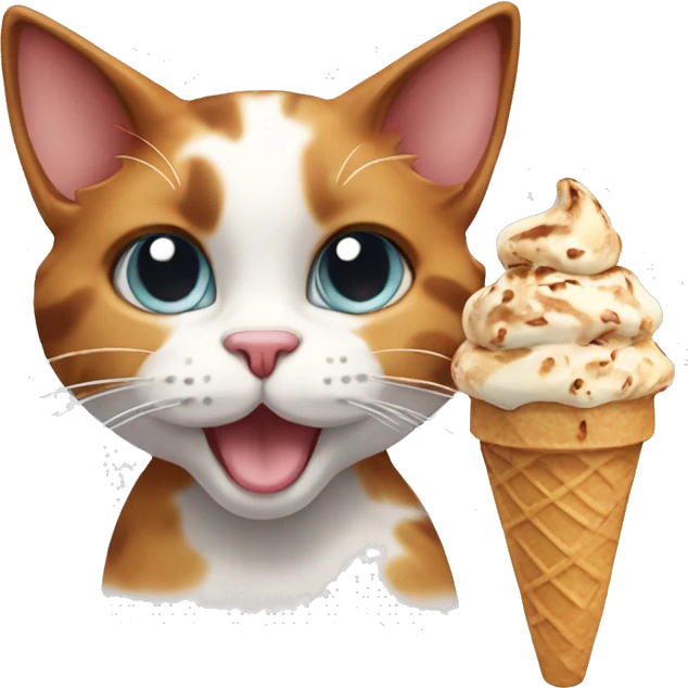 calico cat with icecream  emoji