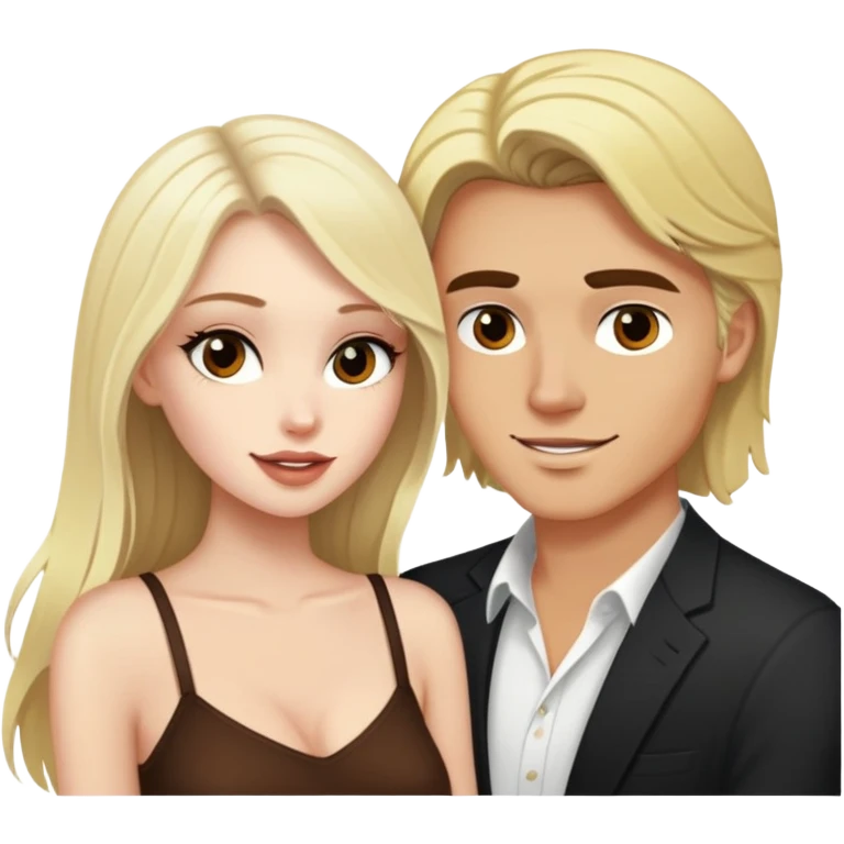 girl with long dark brown hair and pale skin flirting with a blonde man at the club emoji