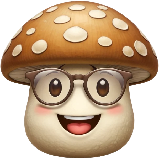 mushroom with glasses and a big smile emoji