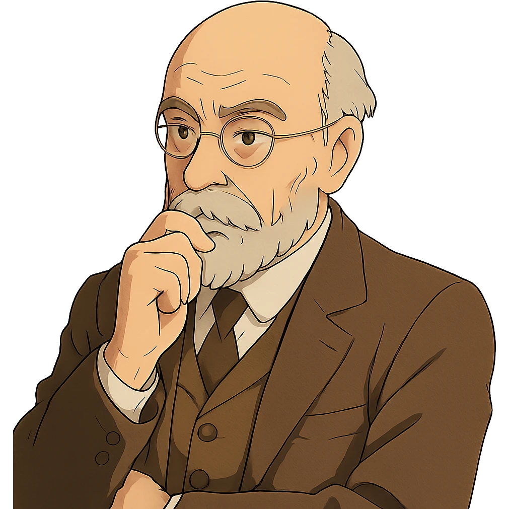 Edmund Husserl with thoughtful expression in ghibli style emoji