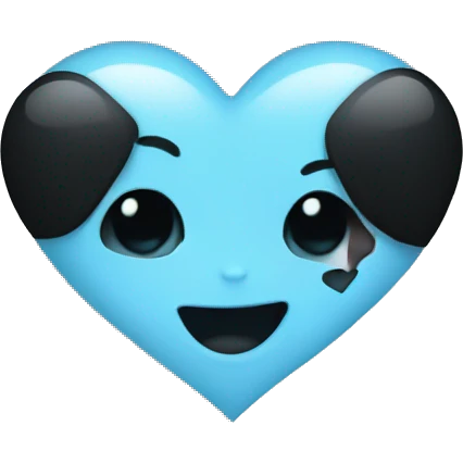 Half baby blue and black heart emoji