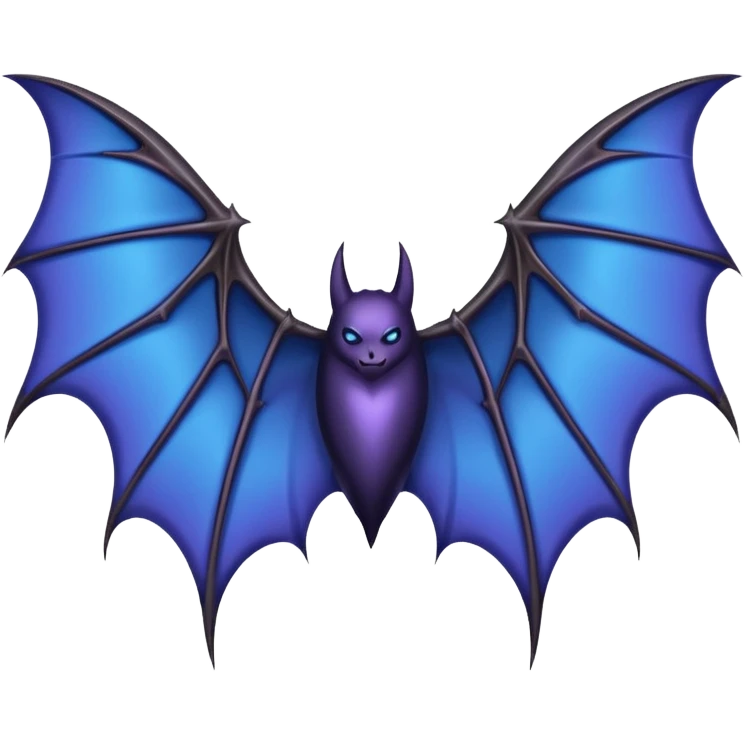 Dark fantasy bat wings, symmetrical, sharp edges, deep black with subtle blue-purple highlights, realistic, high detail, isolated on black background emoji