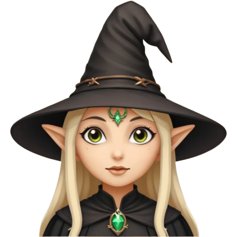 Goth and tan girl elf girl in witch hat sexy emoji