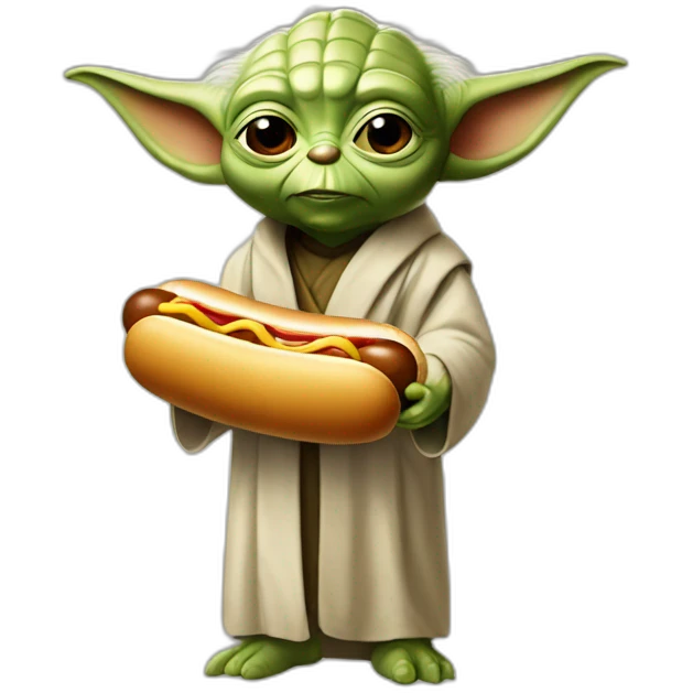 Yoda qui mange un hot-dog emoji