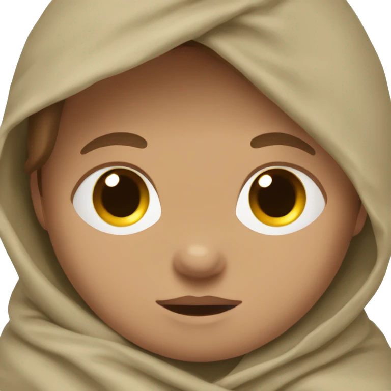 Newborn boy light skin and brown hair swaddled in khaki blanket emoji