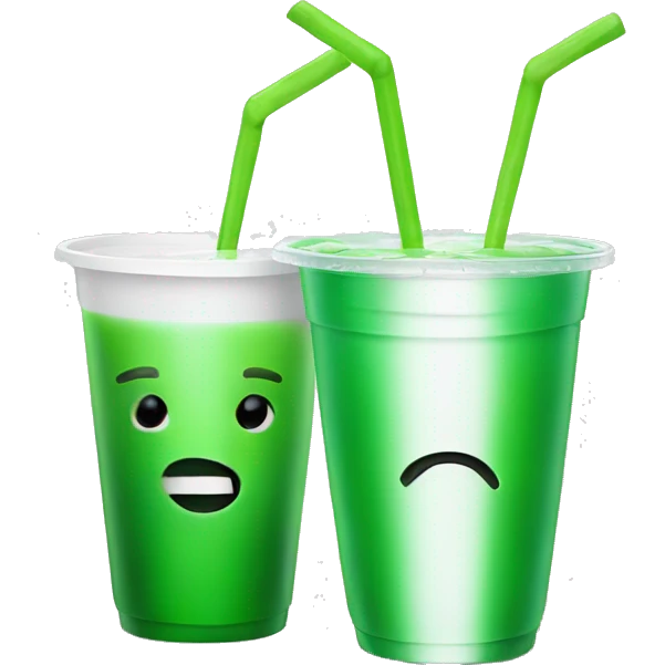 green drink in two plastic white cup emoji