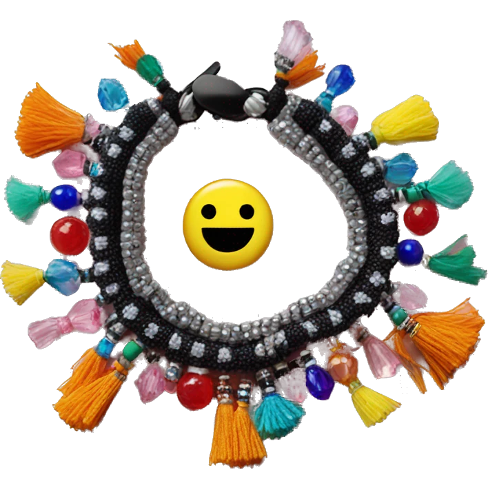 Beaded bracelet with beads that spell out raver emoji