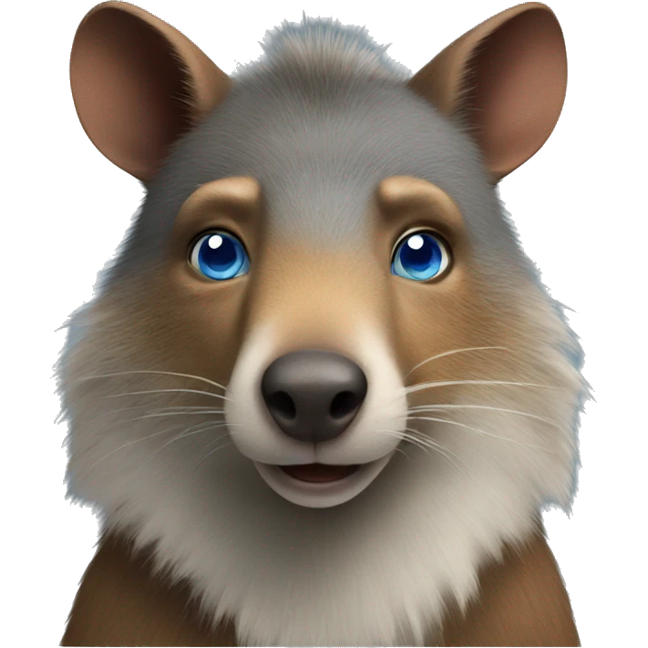 An agouti wolf with blue eyes emoji