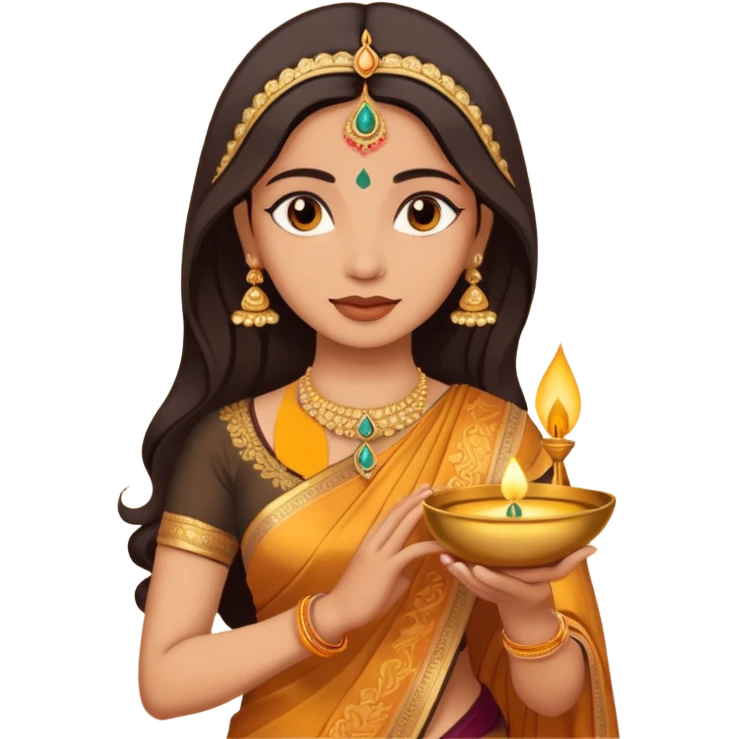 diwali woman with diwali emoji