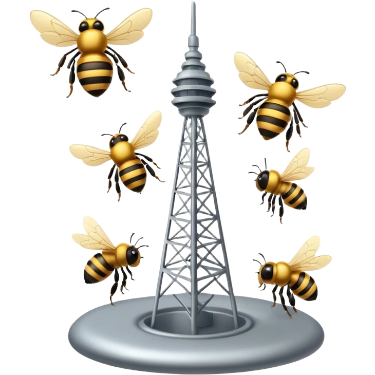 Bees flying around and cell tower in background  emoji