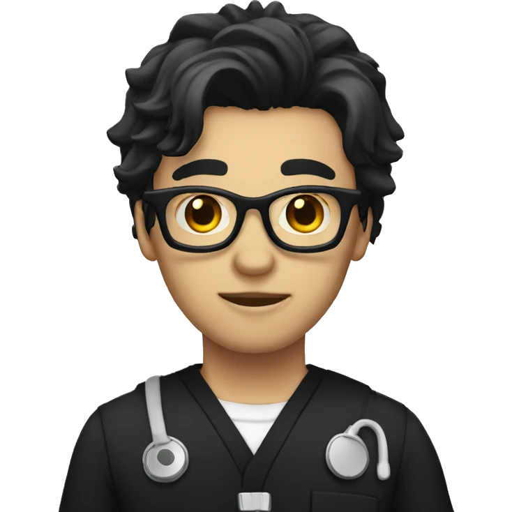 male goth scrubs with glasses emoji